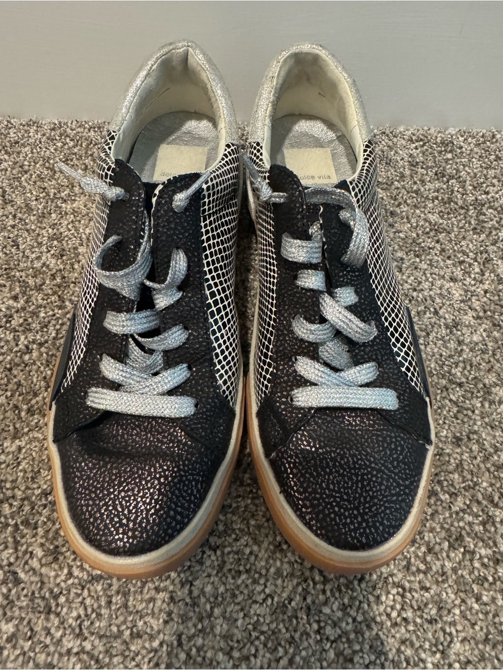 Dolce Vita Black and Silver Platform Sneakers